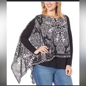 DG2 by Diane Gilman Black and White Paisley Blouse